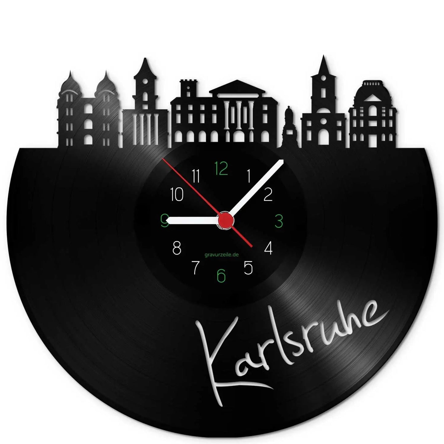 Wanduhr aus Vinyl Skyline Karlsruhe