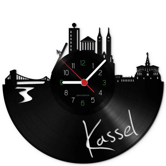 Wanduhr aus Vinyl Skyline Kassel
