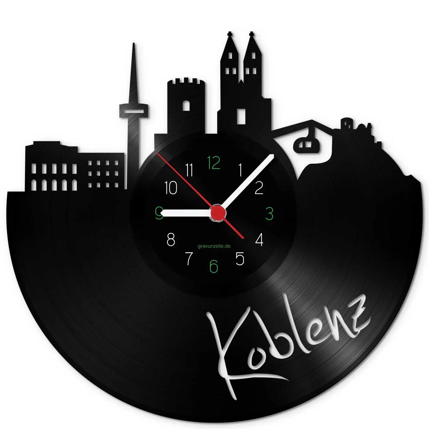 Wanduhr aus Vinyl Skyline Koblenz