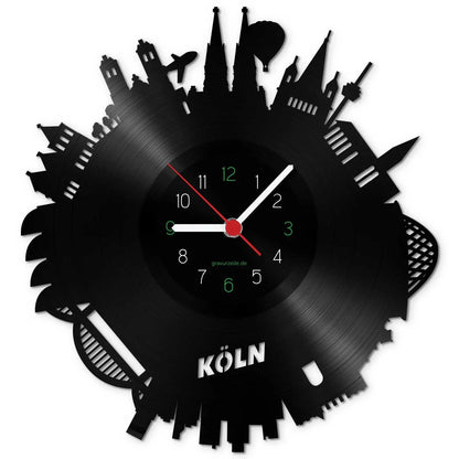 Wanduhr aus Vinyl Skyline Köln 2017