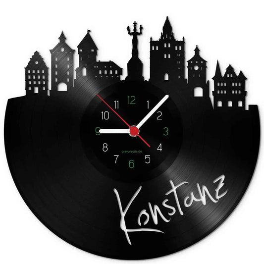 Wanduhr aus Vinyl Skyline Konstanz