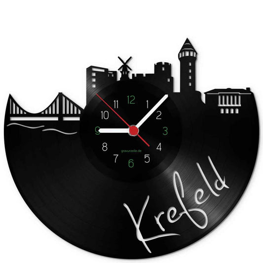 Wanduhr aus Vinyl Skyline Krefeld