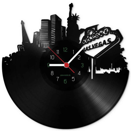 Wanduhr aus Vinyl Skyline Las Vegas 2017