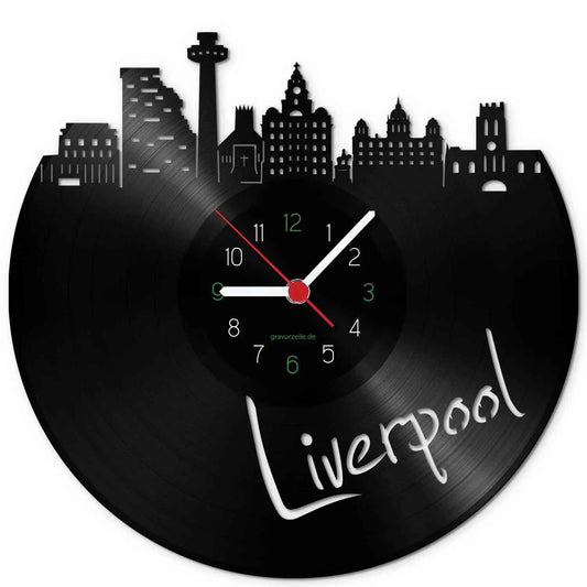 Wanduhr aus Vinyl Skyline Liverpool