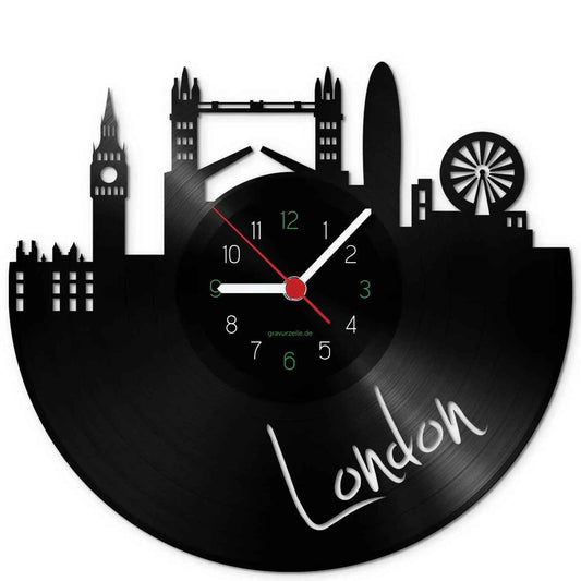 Wanduhr aus Vinyl Skyline London