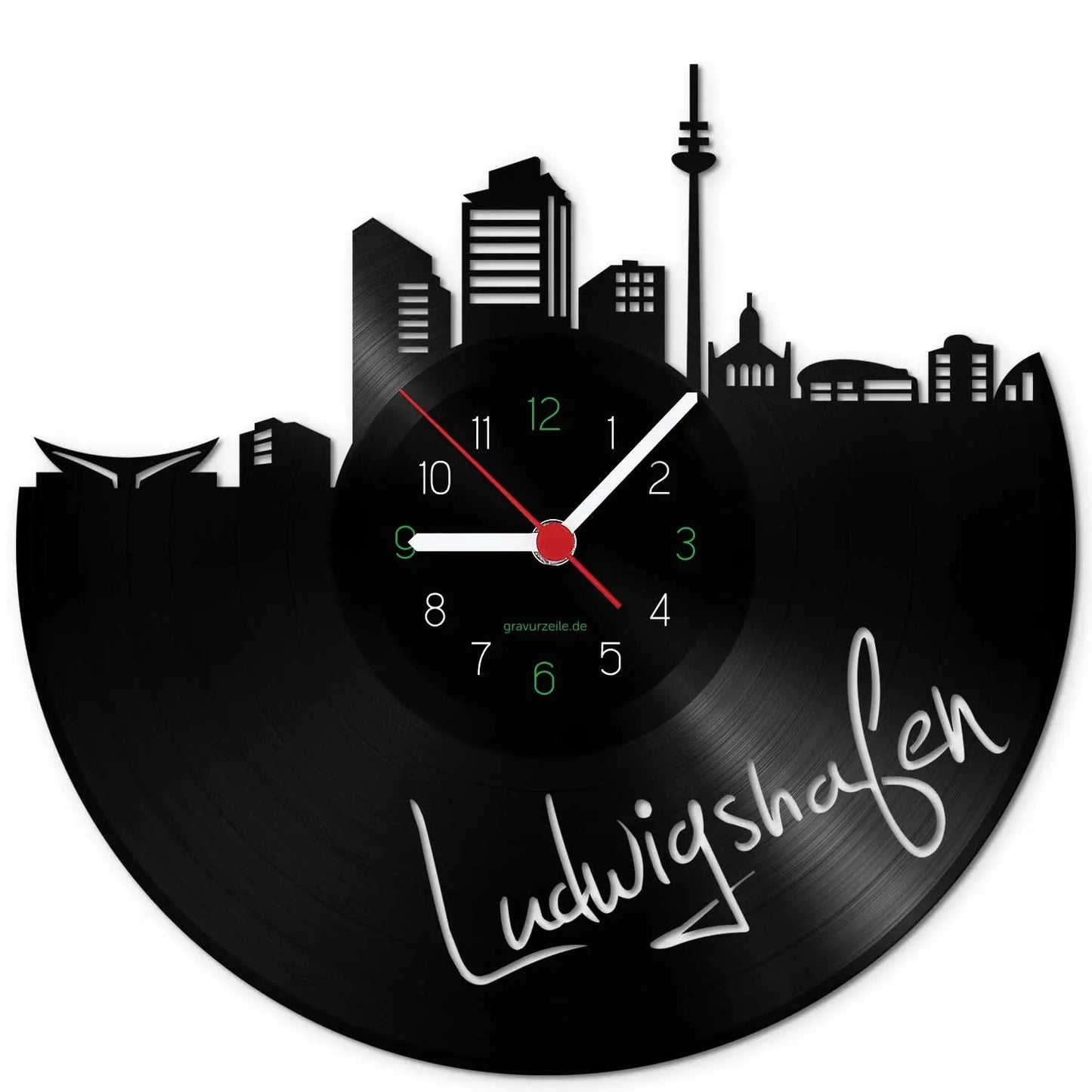 Wanduhr aus Vinyl Skyline Ludwigshafen