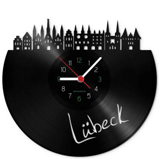 Wanduhr aus Vinyl Skyline Lübeck