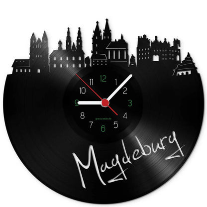 Wanduhr aus Vinyl Skyline Magdeburg