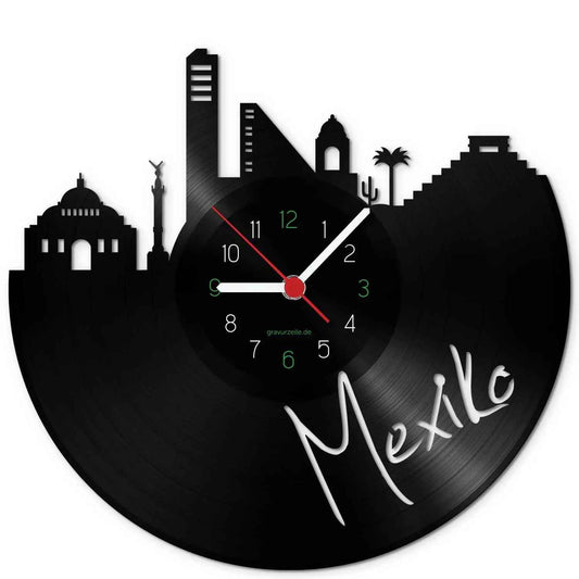 Wanduhr aus Vinyl Skyline Mexiko
