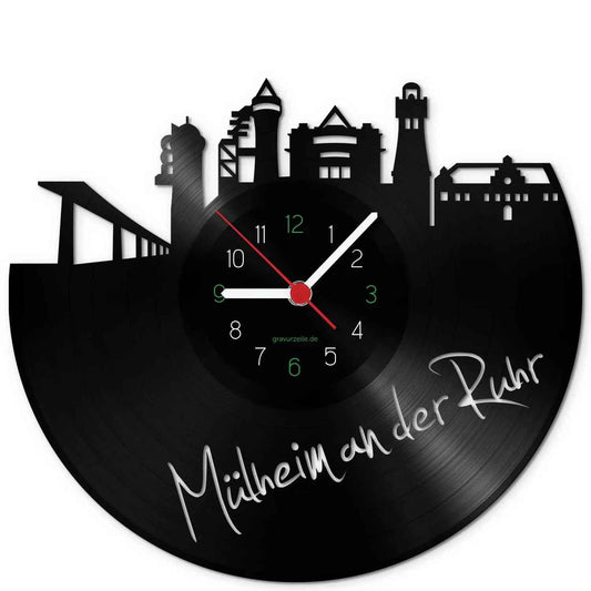 Wanduhr aus Vinyl Skyline Mülheim an der Ruhr
