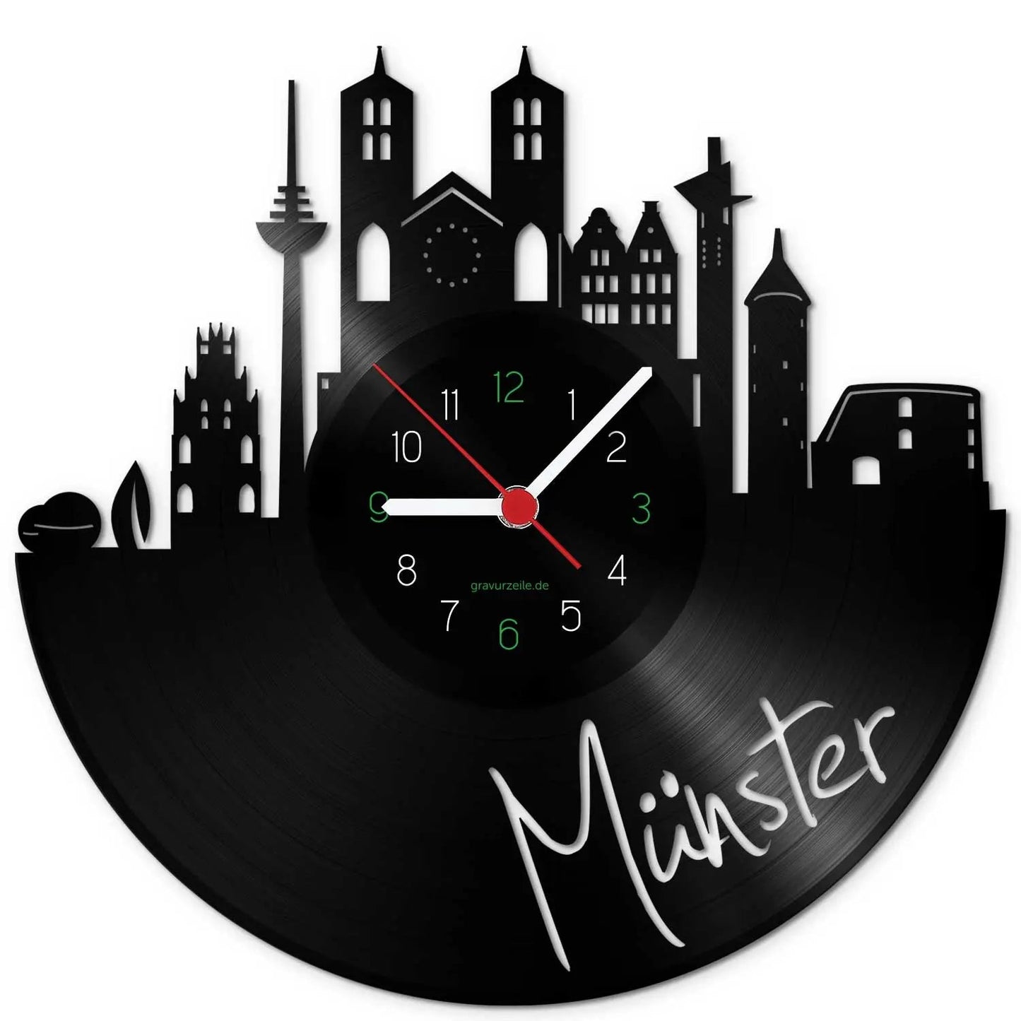 Wanduhr aus Vinyl Skyline Münster