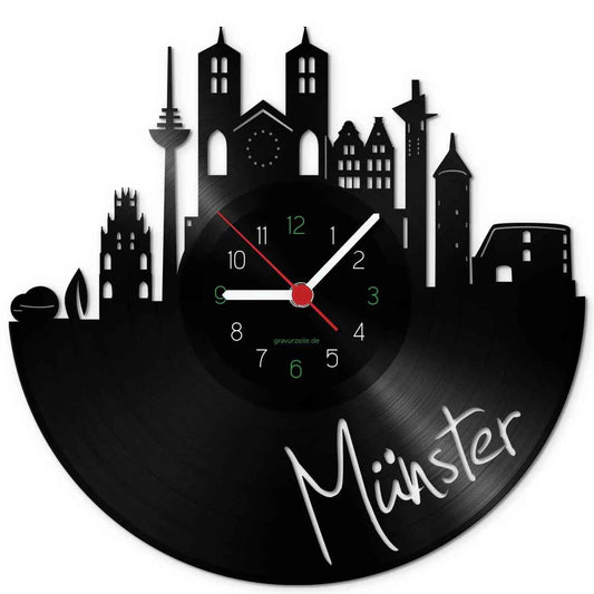 Wanduhr aus Vinyl Skyline Münster