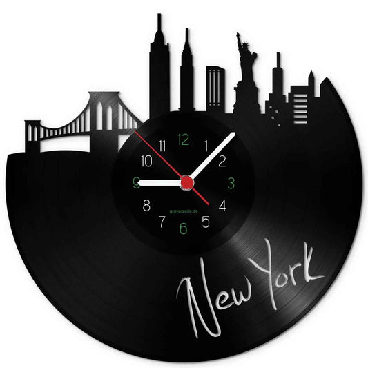 Wanduhr aus Vinyl Skyline New York