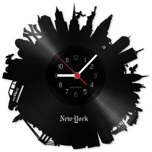 Wanduhr aus Vinyl Skyline New York 2017
