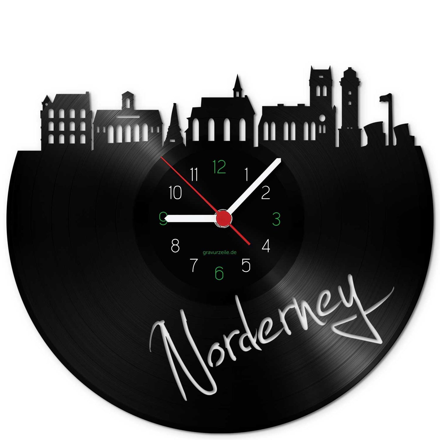 Wanduhr aus Vinyl Skyline Norderney