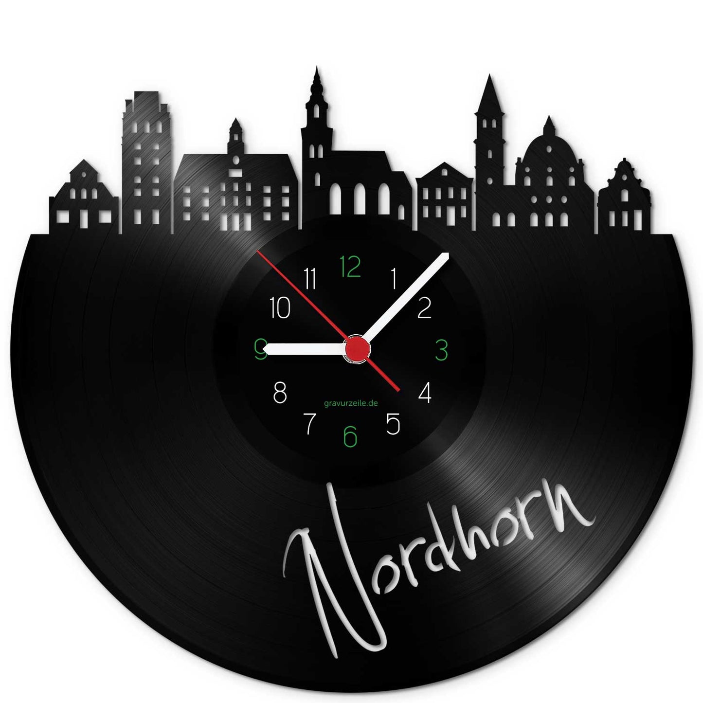 Wanduhr aus Vinyl Skyline Nordhorn