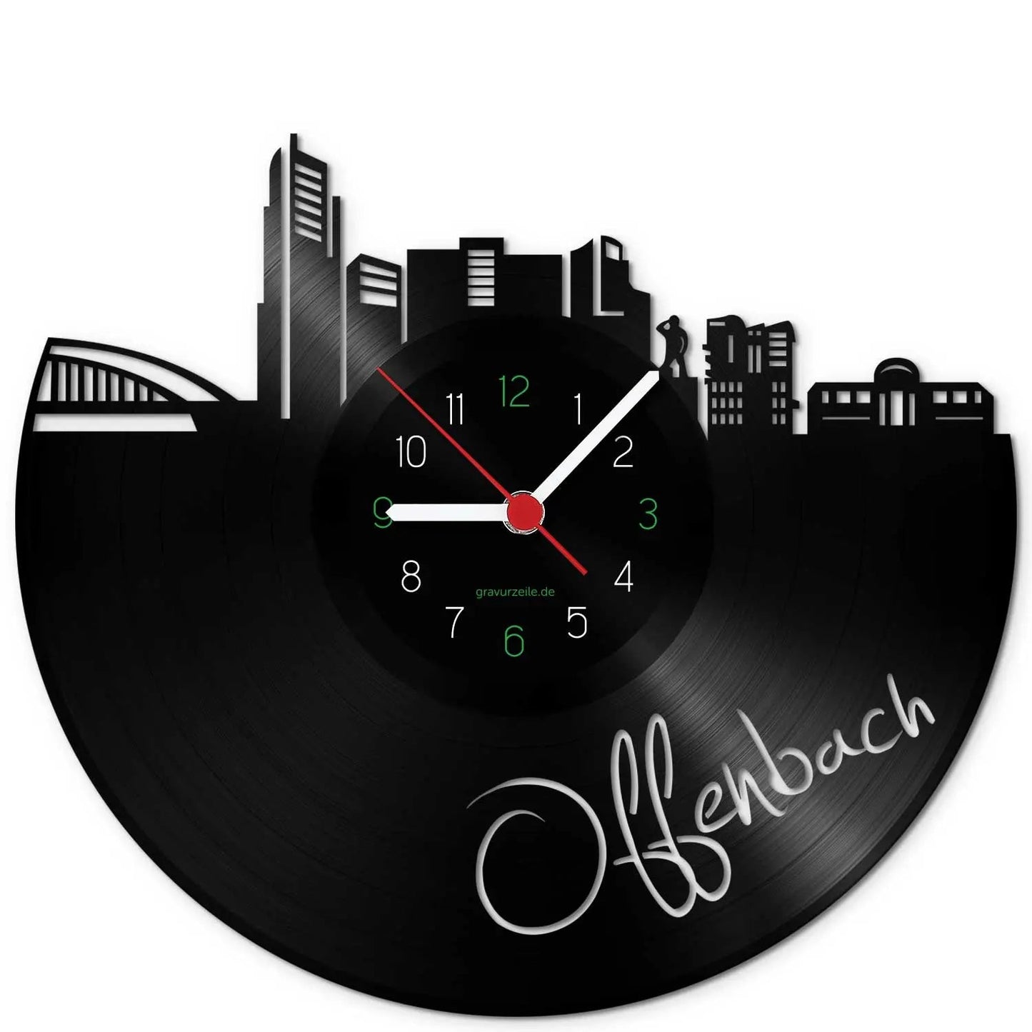 Wanduhr aus Vinyl Skyline Offenbach