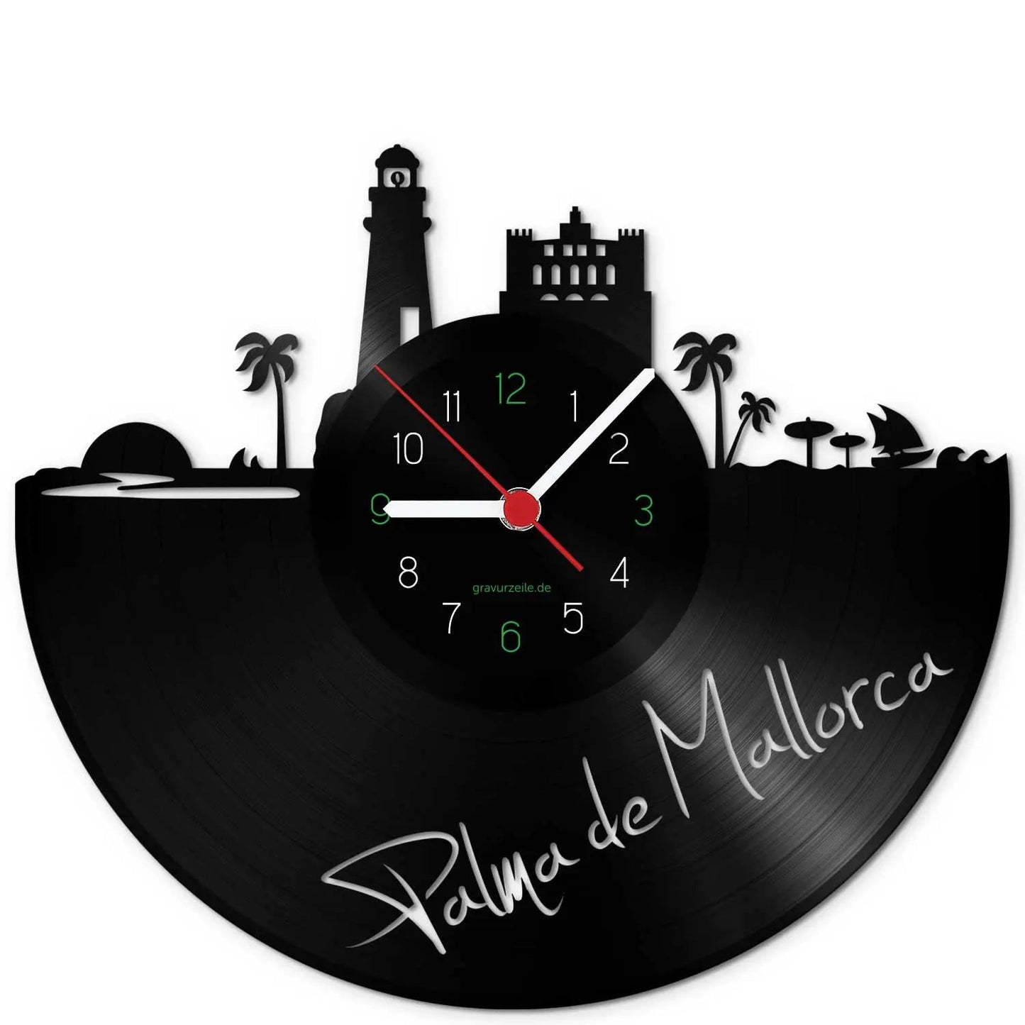 Wanduhr aus Vinyl Skyline Palma de Mallorca
