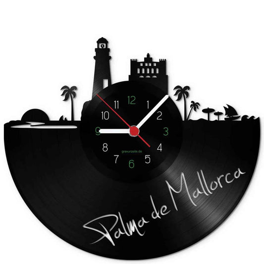 Wanduhr aus Vinyl Skyline Palma de Mallorca
