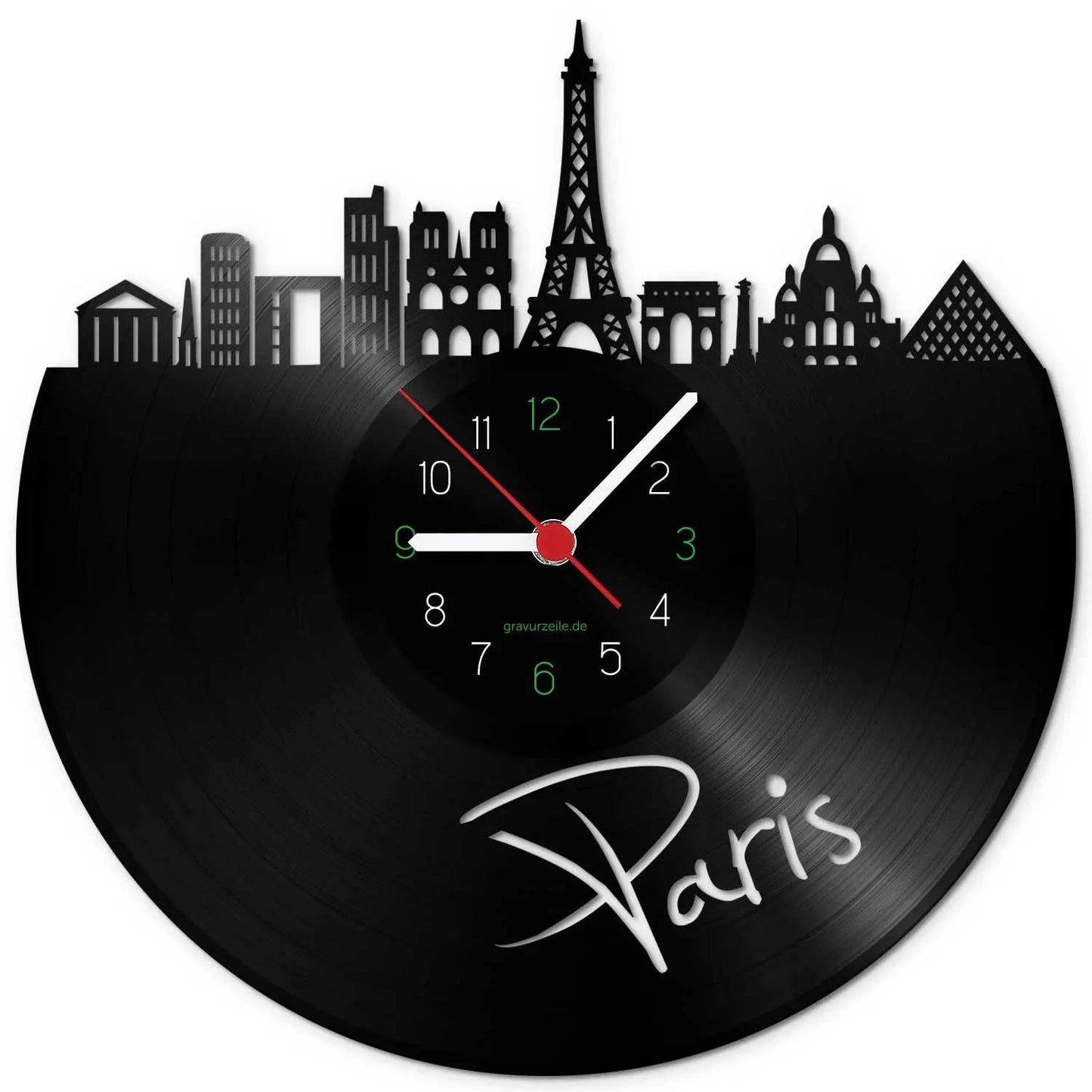 Wanduhr aus Vinyl Skyline Paris