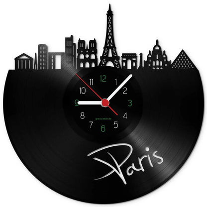 Wanduhr aus Vinyl Skyline Paris
