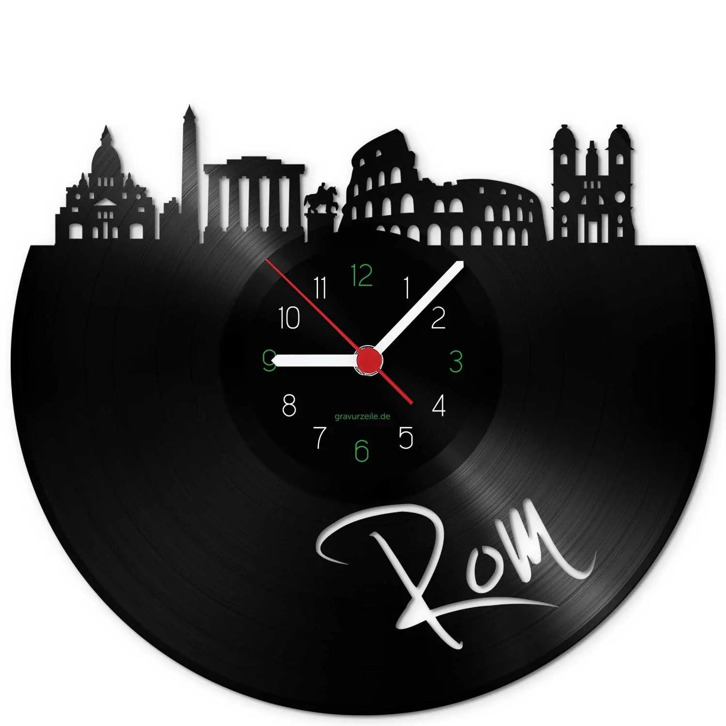 Wanduhr aus Vinyl Skyline Rom