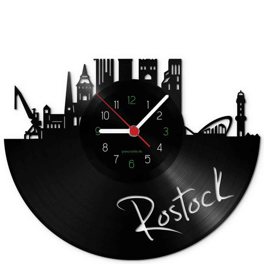 Wanduhr aus Vinyl Skyline Rostock