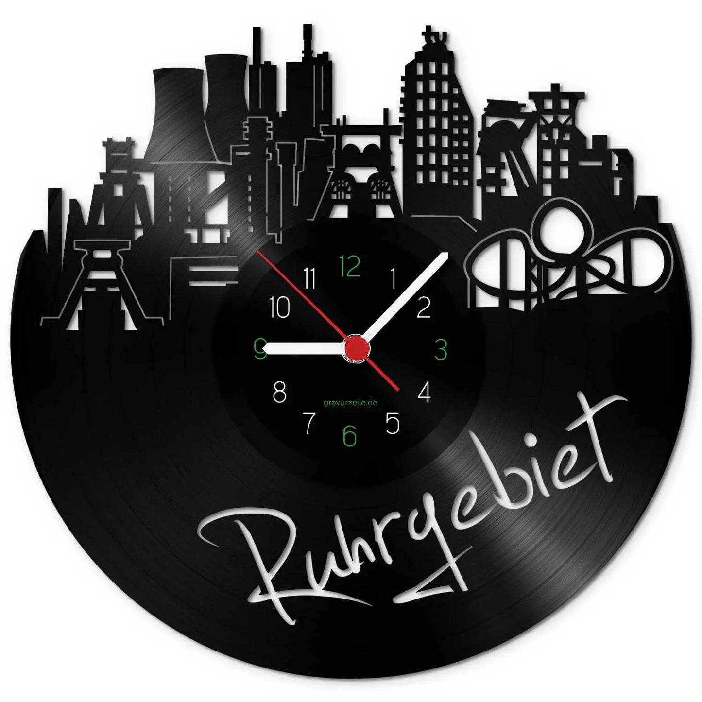 Wanduhr aus Vinyl Skyline Ruhrgebiet