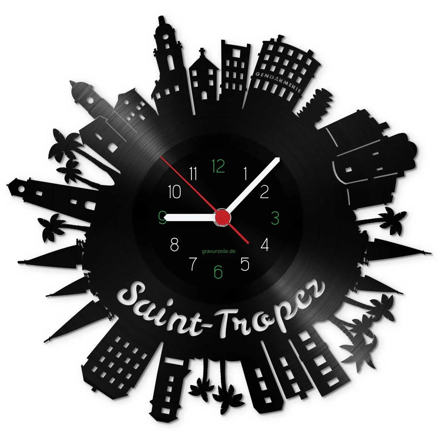 Wanduhr aus Vinyl Skyline Saint Tropez 2017