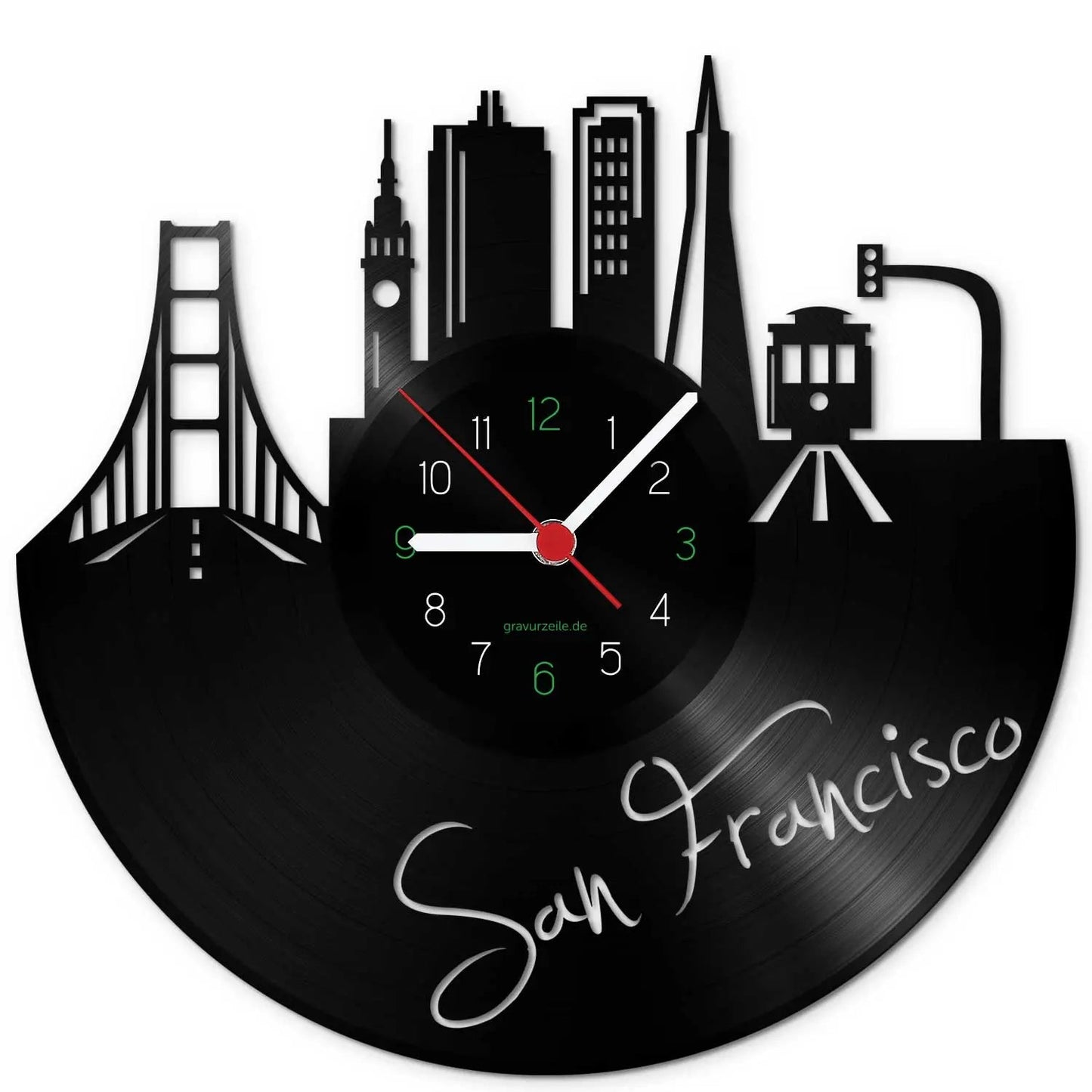 Wanduhr aus Vinyl Skyline San Francisco