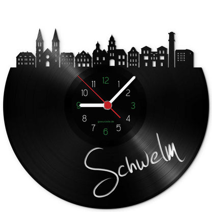 Wanduhr aus Vinyl Skyline Schwelm