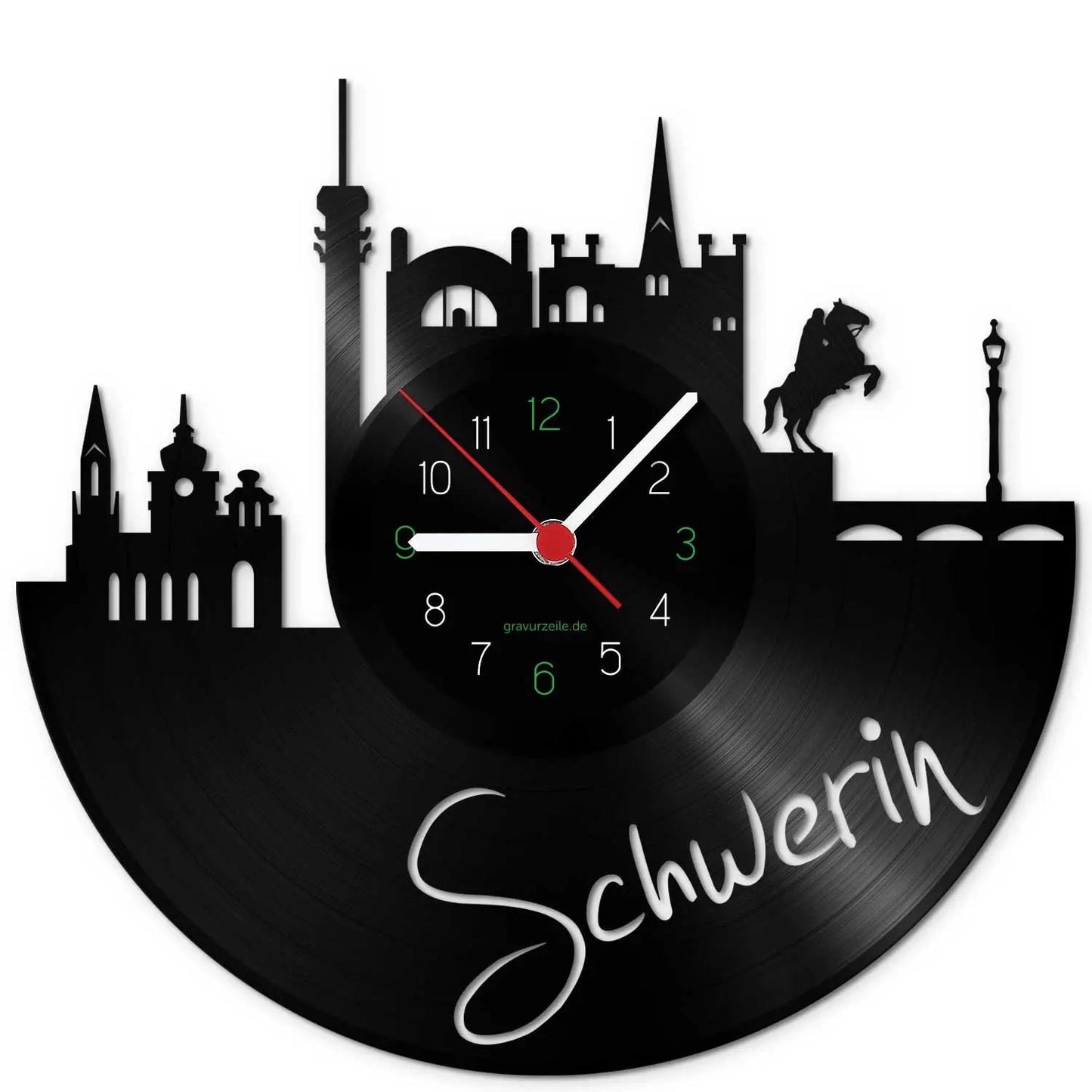 Wanduhr aus Vinyl Skyline Schwerin