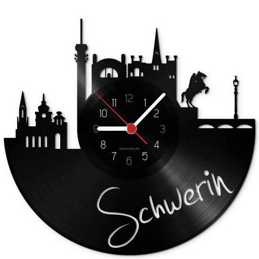 Wanduhr aus Vinyl Skyline Schwerin