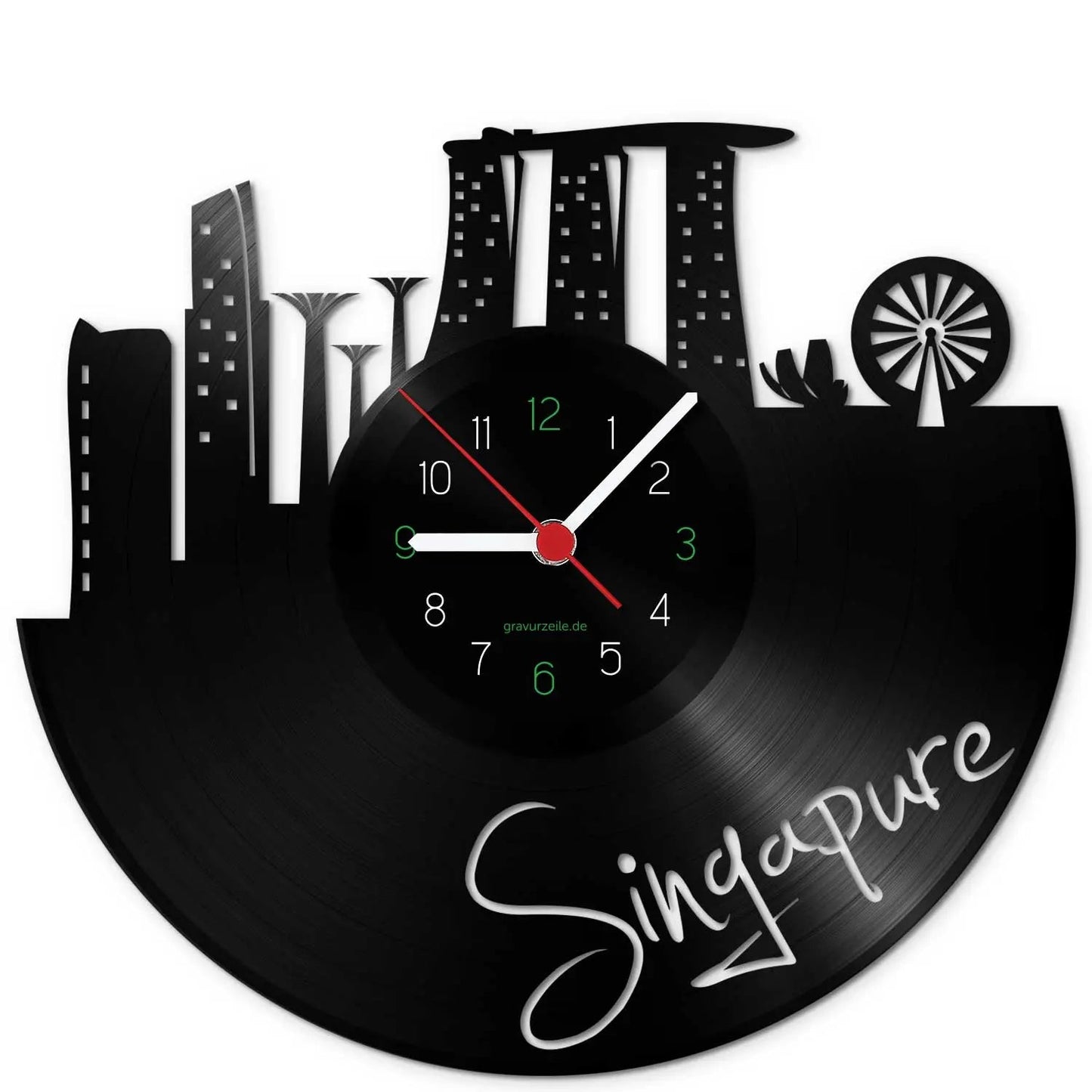 Wanduhr aus Vinyl Skyline Singapure
