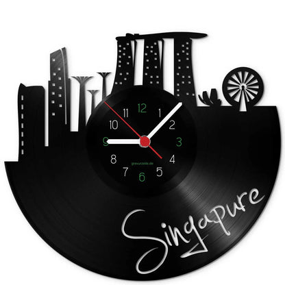Wanduhr aus Vinyl Skyline Singapure