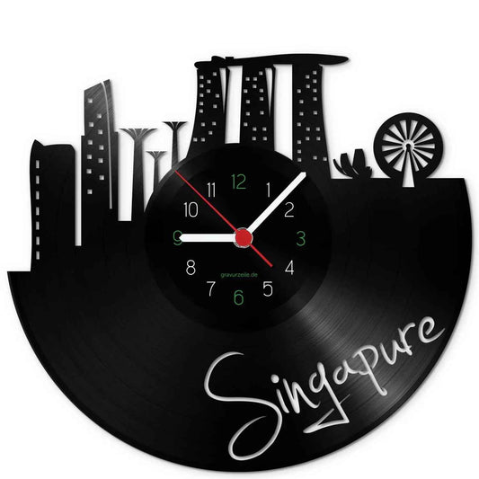 Wanduhr aus Vinyl Skyline Singapure
