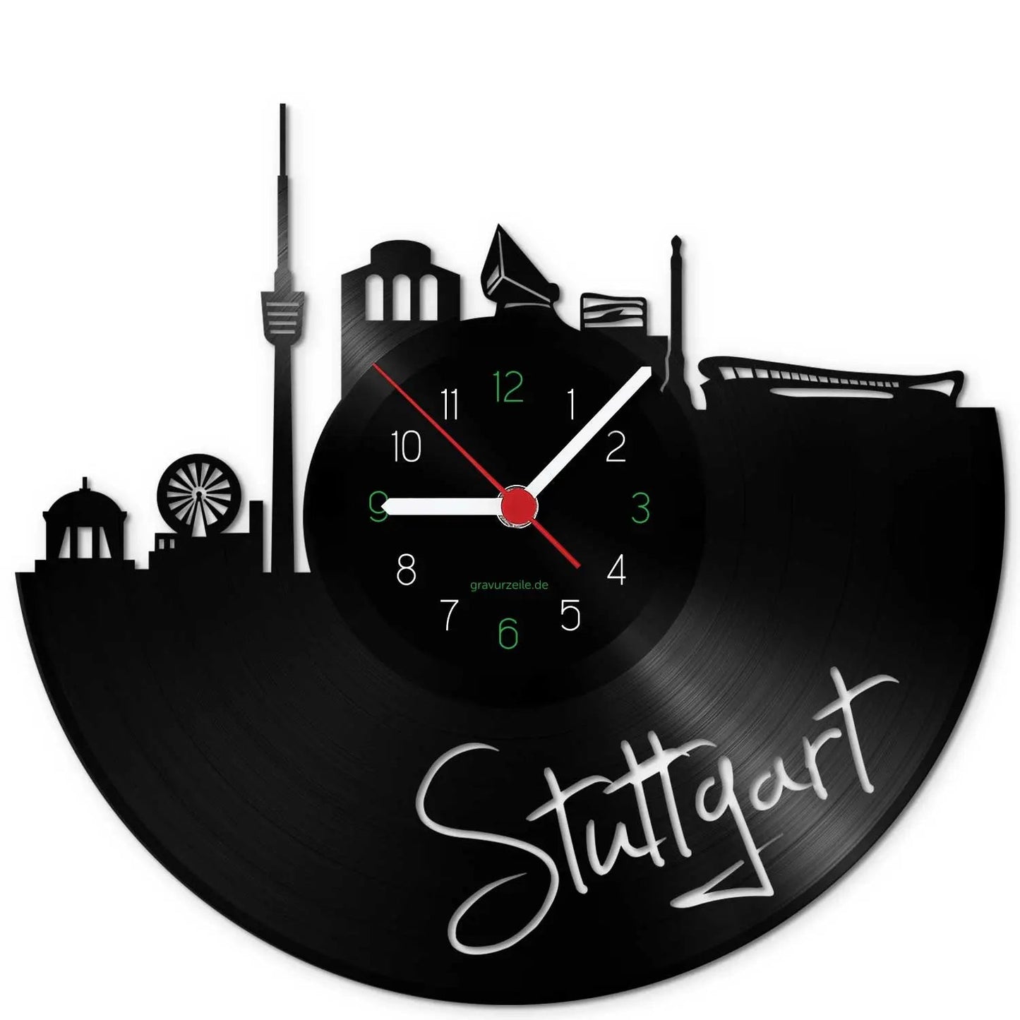 Wanduhr aus Vinyl Skyline Stuttgart
