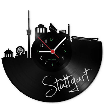 Wanduhr aus Vinyl Skyline Stuttgart