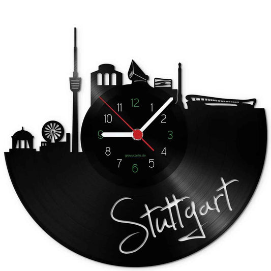 Wanduhr aus Vinyl Skyline Stuttgart