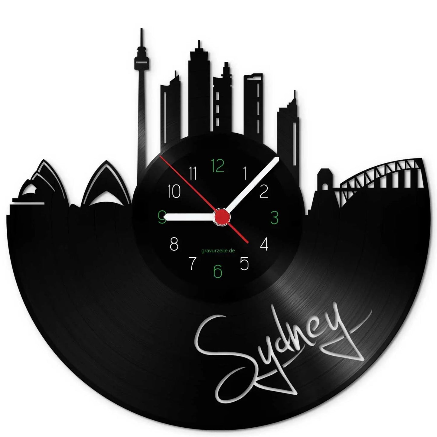 Wanduhr aus Vinyl Skyline Sydney
