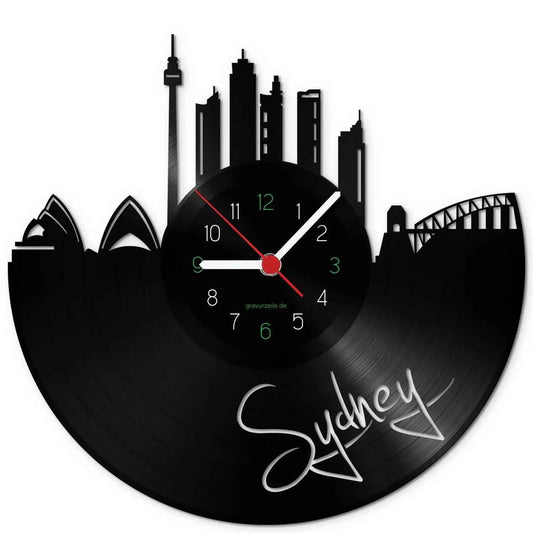 Wanduhr aus Vinyl Skyline Sydney