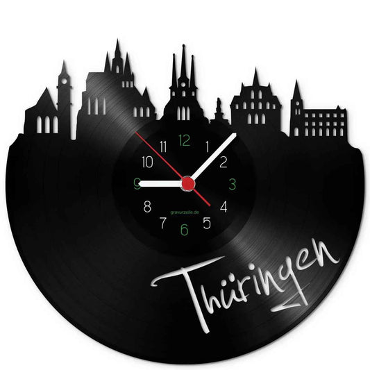 Wanduhr aus Vinyl Skyline Thüringen