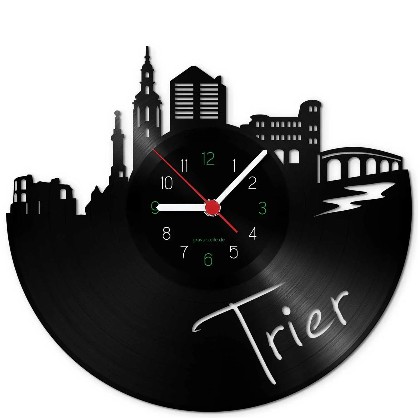Wanduhr aus Vinyl Skyline Trier