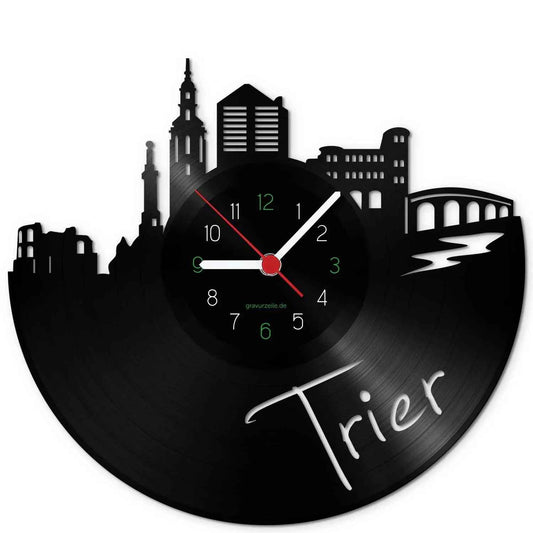Wanduhr aus Vinyl Skyline Trier
