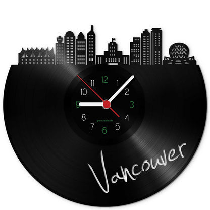 Wanduhr aus Vinyl Skyline Vancouver