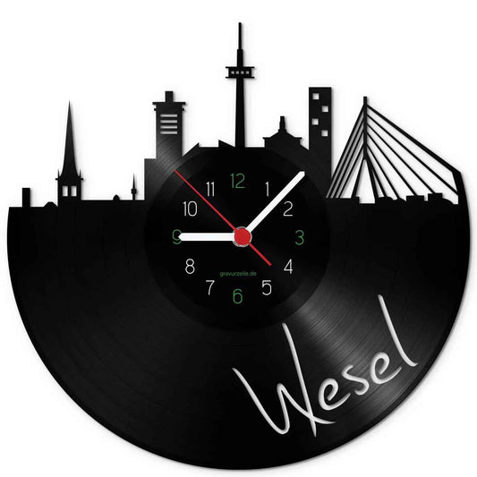 Wanduhr aus Vinyl Skyline Wesel