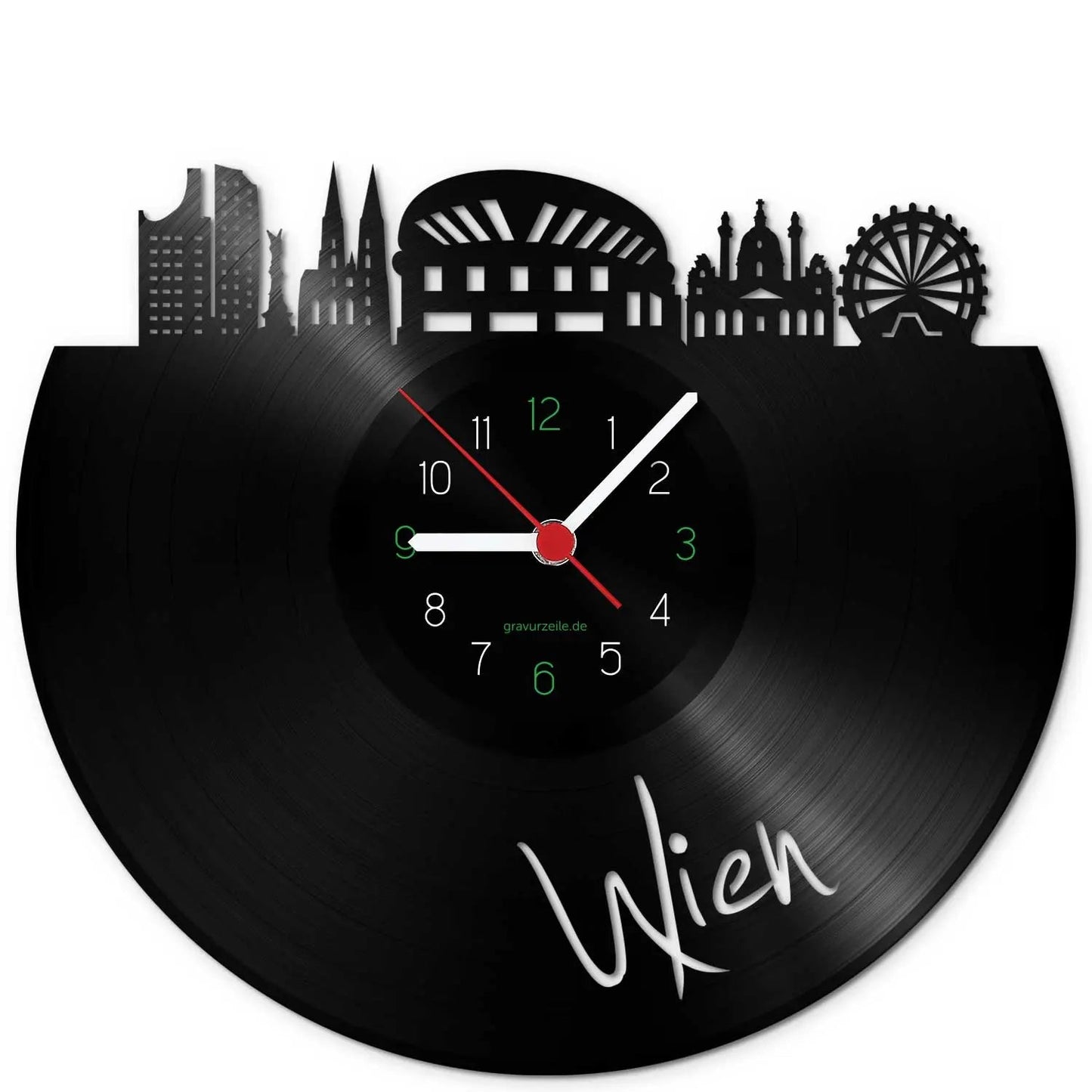 Wanduhr aus Vinyl Skyline Wien