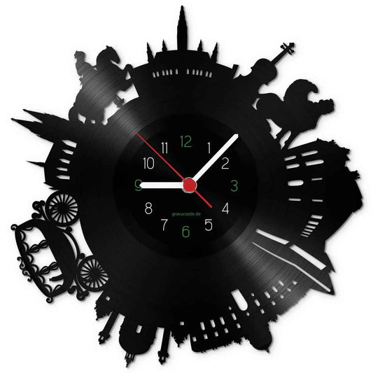 Wanduhr aus Vinyl Skyline Wien 2017