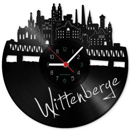 Wanduhr aus Vinyl Skyline Wittenberge