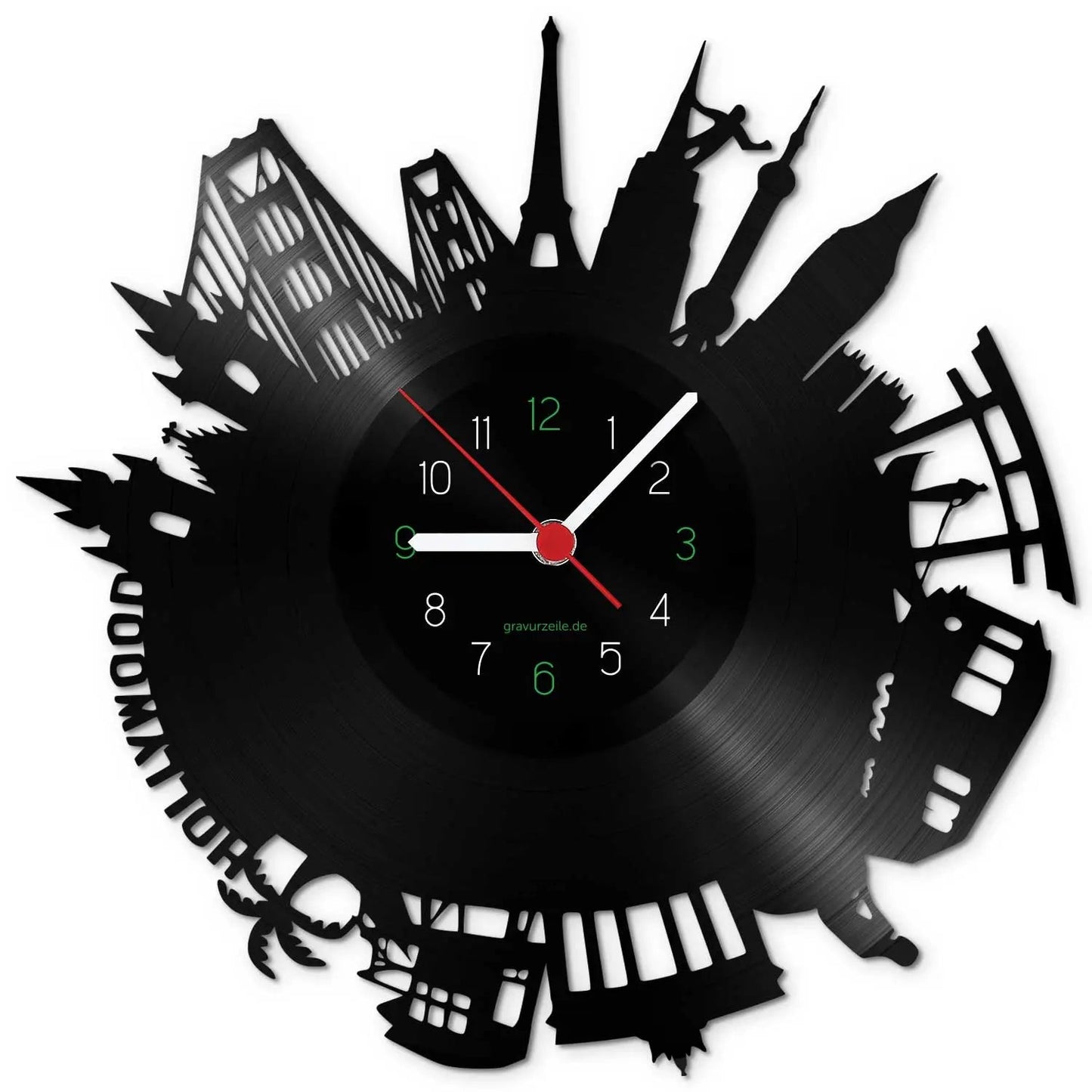 Wanduhr aus Vinyl Skyline World 2017